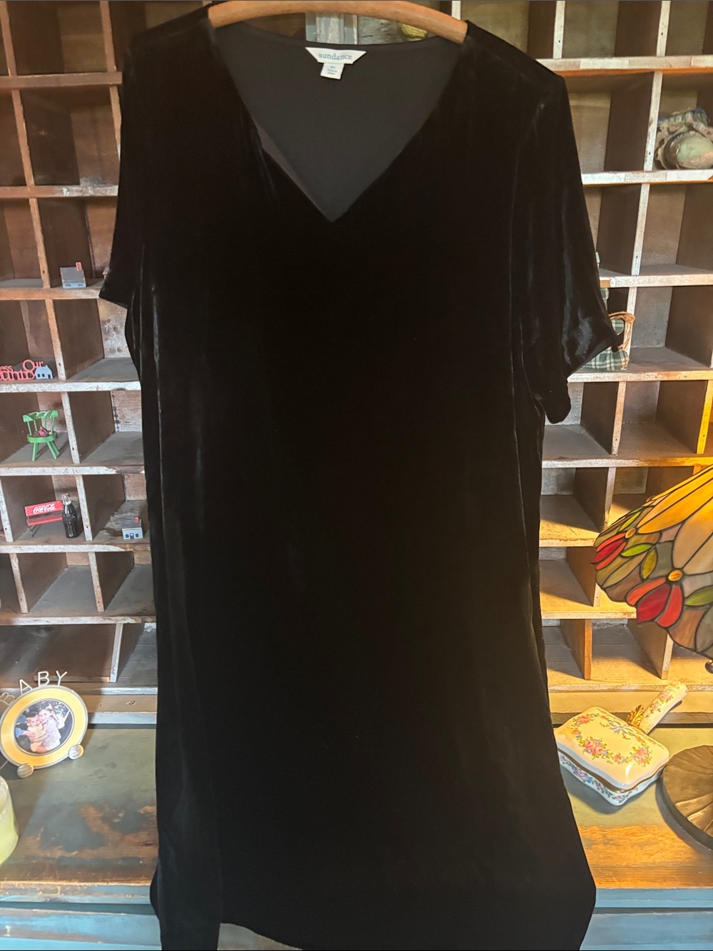 Sundance Black Velvet V-Neck dress